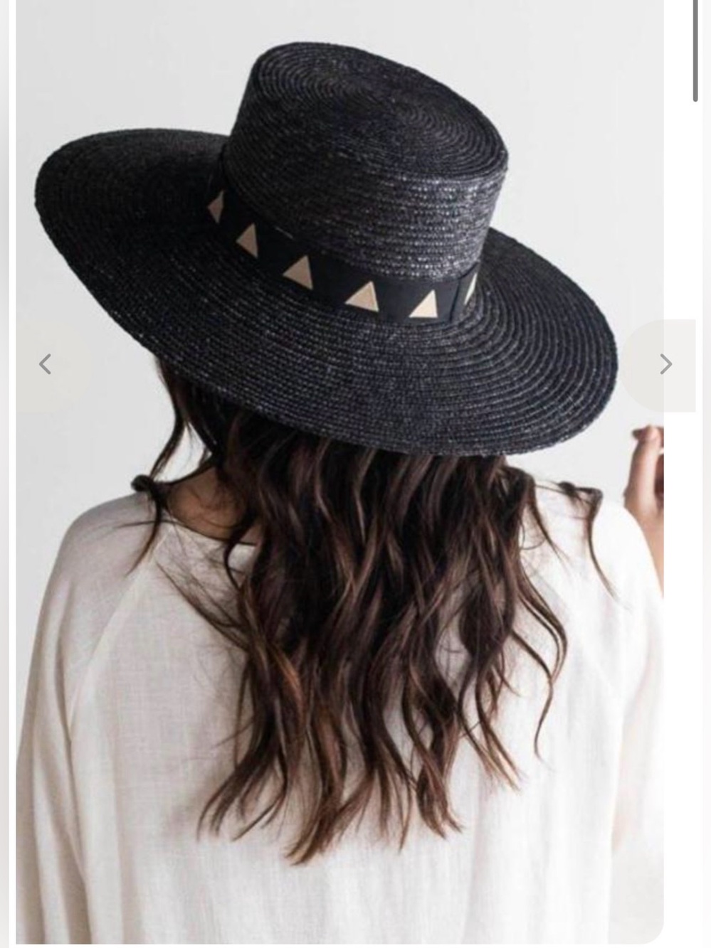 GIGI PIP Black Straw Wide-Brim Hat with Triangle Accent - Picture 4 of 10